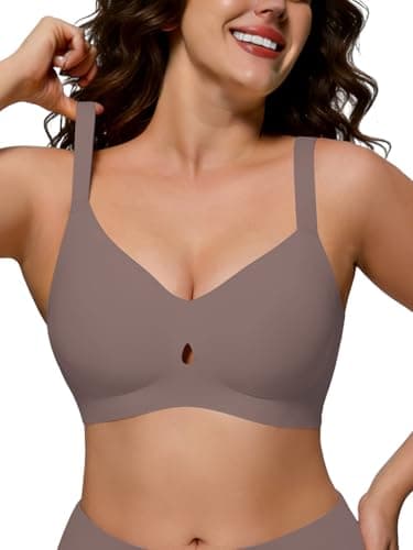 COCOMARTS Jelly Bras for Women No Underwire Seamless Push Up Bra Full Support Comfort Bralettes Wireless Plunge Everyday Bra Coffee 2X-Large - Image 1
