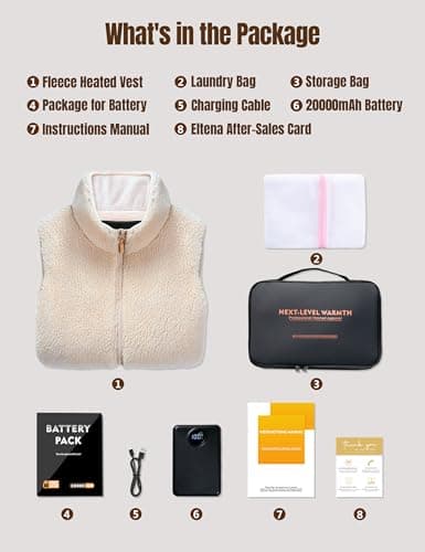 ELTENA Professional Women's Heated Vest with 20000mAh Battery equipped with Flashlights (US, Alpha, Medium, Regular, Regular, Khaki Fleece Vest) - Thumbnail 6