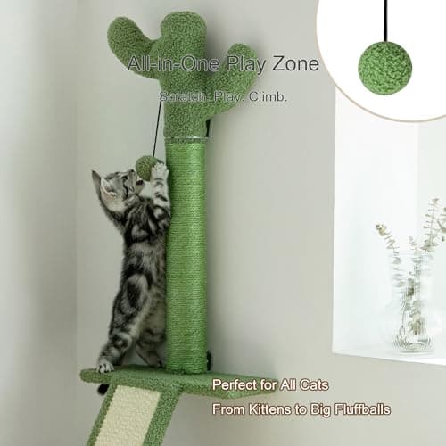 Wall Mounted Cat Shelf with Sisal Scratcher, Cat Wall Step for Climbing & Jumping, Space Saving Cat Wall Furniture for Indoor Cats, Modern Cat Climbing Platform - Thumbnail 3