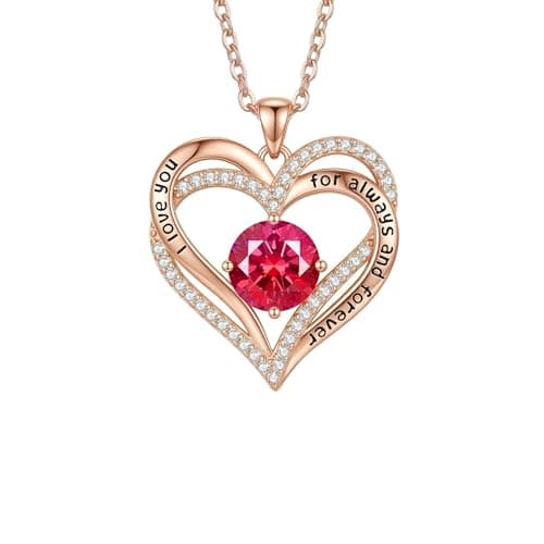 Kruckel Preserved Red Roses with Heart I Love You Promise Necklace, Romantic Eternal Flower, Mothers Day Gifts Valentines Day Anniversary Birthday Gifts for Women Wife Girlfriend Mom - Thumbnail 2