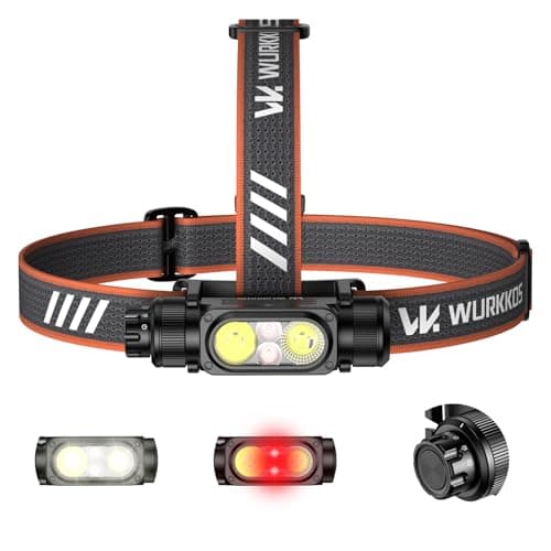 Wurkkos HD17 Headlamp with Red Light,2500Lumen Led Bright Rechargeable Head Lamp 3 Light Source,with Magnetic IPX6 Waterproof Headlamps for Adults for Camping,Hunting,Hardhat,Work - Image 1