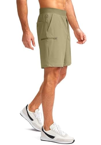 Viodia Men's 7" Golf Shorts with 5 Pockets Elastic Waist Quick Dry Stretch Lightweight Shorts for Men Hiking Casual Athletic Medium Khaki M - Thumbnail 3