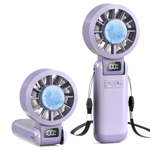 Husdensky Portable Fan Handheld with Ice Cooling Rechargeable 5.5m/s Speed