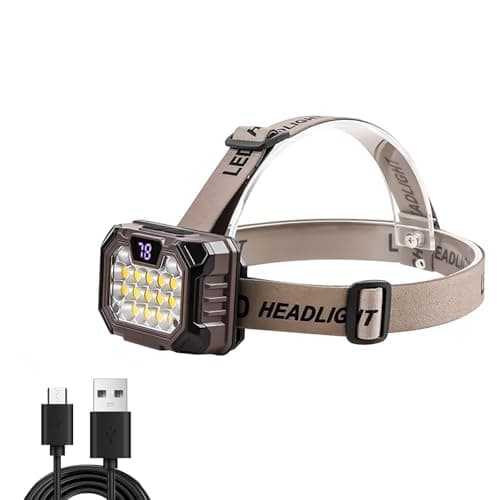 LED Headlamp Rechargeable Battery Powered Hard Hat 5 Light Mode 1000 Lumen Usb C Waterproof Bright Outdoor Camping Essential Fishing Gear Hiking Accessories Hunting Running Survival Power Outage Gifts - Image 1