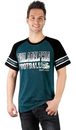 Simapak Mens Football Fans Athletic City Raglan T-Shirts - Midnight Green & Black (Size:XL) - Thumbnail 4
