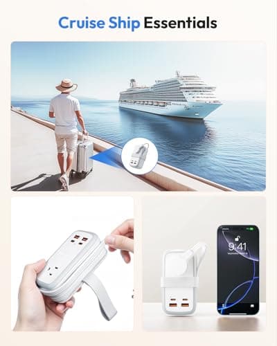 NTONPOWER GAN Ultra 65W USB Charging Station, 7 in 1 Travel Power Strip with 3 Outlets 4 USB (2 USB C), Extension Cord 4ft, Travel Essentials, Cruise Power Strip Compatible with MacBook, iPhone, White - Thumbnail 4