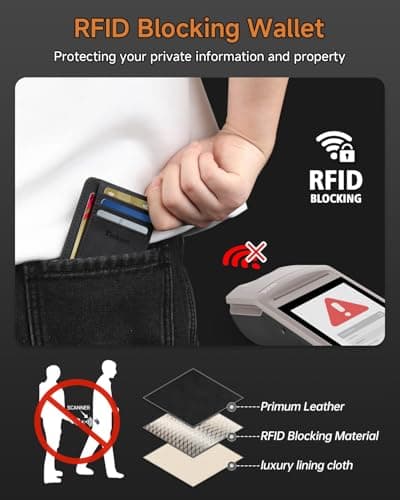 Teskyer Leather Gifts for Men, Premium Leather Gift Set with Slim Wallet, Travel Luggage Tag & Car Keychain, Elegant Gift Box for Father's Day, Birthday, Anniversary, Retirement & Graduation - Black - Thumbnail 3