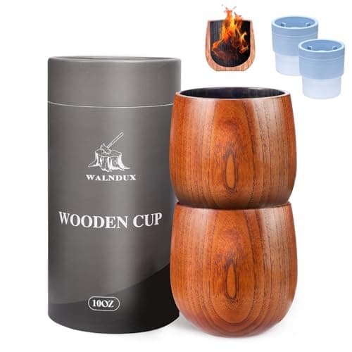 WALNDUX Upgraded Charred Whiskey Glasses Sets, Bourbon Drinking Glass, Bourbon Gifts for Men, Finished Wooden Old Fashioned Glass, Great Whiskey Gifts for Men, Dad, Or Brother (2 Pack) - Image 1