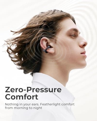 Sanag S6SUltar Open Ear Headphones Bluetooth 6.0, Clip On Earbuds 42H Playtime, IPX7 Waterproof Wireless Earphones with App, Lightweight for Running Gym Sports Cyclin (Black) - Thumbnail 2