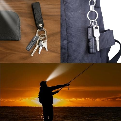 TUNENGE Rechargeable Keychain Flashlights, 650 High Lumens EDC Pocket Flashlights, Mini Flashlight Be Used for Camping Outdoors Emergency（Black） - Thumbnail 6