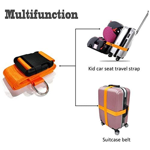 Car Seat Belt Strap to Suitcase, Convert Kid Car Seat and Carry-on Luggage to Airport Stroller Carrier,Safe Travel Solution for Transport (Orange) - Thumbnail 4