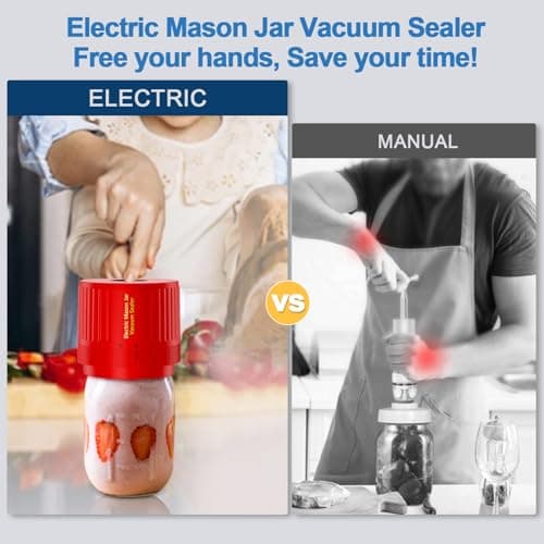 LOVE MOMENT Electric Mason Jar Vacuum Sealer Kit for Wide Mouth and Regular Mouth Mason Jar - Red - Thumbnail 2