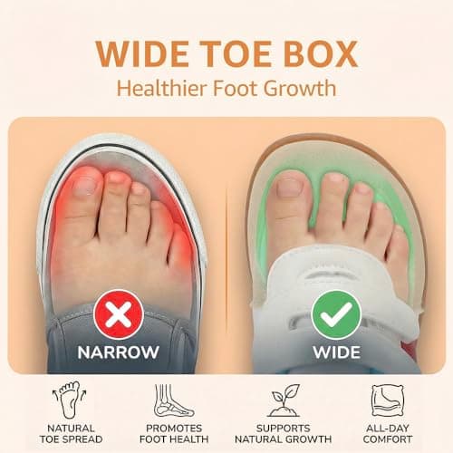 WIDE TOE BOX Toddler Shoes Boys Girls Sneakers Zero Drop Wide Barefoot Shoes Lightweight First Walking Tennis Shoe for Preschool School Daycare Classic Blue Red Toddler Size 6 - Thumbnail 5
