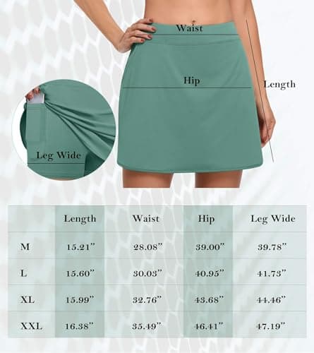 CHICHO High Waisted Skirts for Women?Girl Tennis Skirt Stretch Breathable Golf Skort with Pockets Soft Casual UPF 50+ Summer Skirts Back White Medium - Thumbnail 5