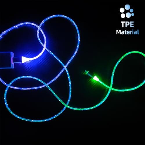 ULIKTO 6.6ft/2m Type C Cable 3A Fast Charging Switch on/Off Led Light up Charger Cable Visible RGB Color Changing USB A to USB C Data Sync Cord for Samsung Galaxy S21/S20/S10/S9/Note 20/10/9/8 - Thumbnail 6