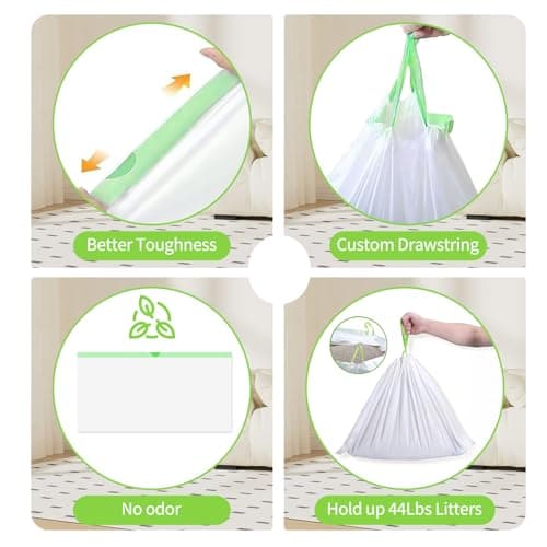 36 Count Jumbo Cat litter Box Liners, 36" x 19" Easy Clean Up Thick Large Kitty Litter Liner XL, Extra Large Heavy Duty Litter Pan Liner Bags with Drawstring for Pet Cat Litter Tray - Thumbnail 5