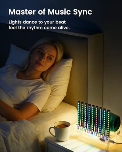 Heepulor Sound Reactive Ambient Light, Smart App-Controlled Music Rhythm Lamp with Custom Modes, Designed for Portable Speaker Setup for Bedroom, Dorm, Living Room (Black) - Thumbnail 6