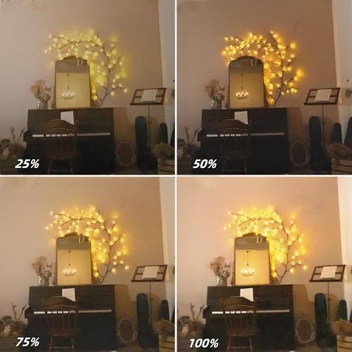 Enchanted Willow Vine Fairy Lights - 7.5Ft Christmas Decorations Twinkling Tree Branch with Remote Control, 144 LEDs Twinkle String Lights for Wall Bedroom Living Room Home Decor (1 Pack) - Thumbnail 4