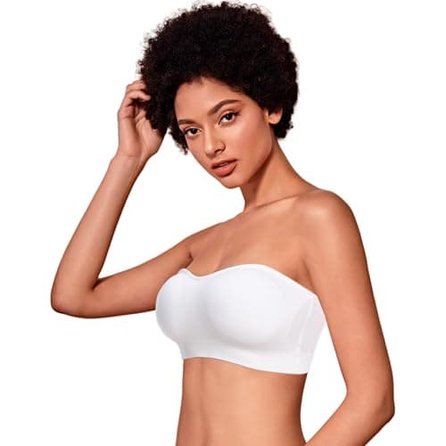 DD DEMOISELLE Summer Bandeau Bras for Women, Wireless Bandeau Bra with Support Plus Size Strapless Bras for Women, 1 Pack, White，XXL - Image 1