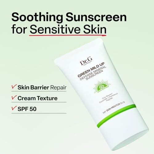 Dr. G Green Mild Up Defense Mineral Sunscreen - SPF 50 Broad Spectrum Korean Sunscreen - Lightweight & Reef-Safe Mineral Formula - For Sensitive Skin - Non-Greasy - With Centella Asiatica - 1.69 fl oz - Thumbnail 2