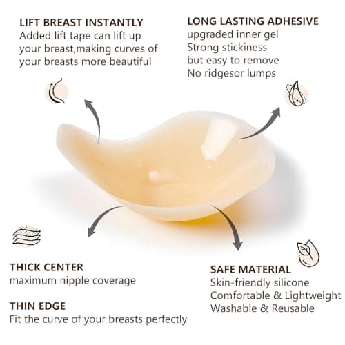 Bontierie Nipple Covers Sticky Push up Bra Added Lift Seamless Ultra-Thin Pasties Women Adhesive Bras Nude - Thumbnail 3