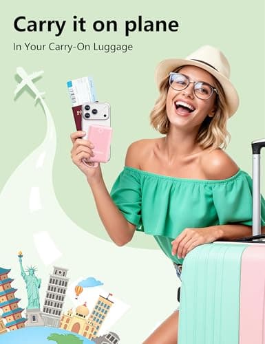 miisso 10000mAh Mini Portable Charger with Built in Cable, Pocket Size Power Bank Travel External Battery Pack for Phone, 3 Output USB Type C Cord Clutch Compatible with iPhone, Samsung, Pink - Thumbnail 6
