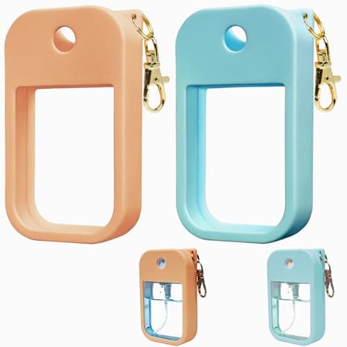 Shontotao Silicone Case for Touchland Power Mist & Glow Mist 1 fl oz Hand Sanitizer, with Keychain, Multicolor (Ice blue+orange-yellow) - Image 1