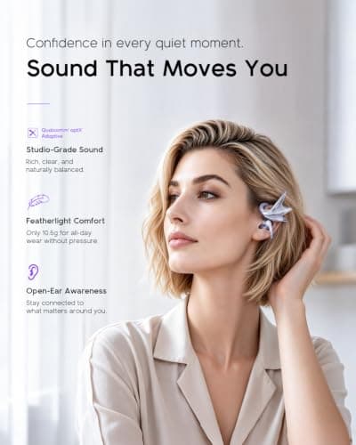 REAL YOUNG H700 Open-Ear Earbuds for Women, Elegant Dragon Wing Jewelry Design, Lightweight Wireless Headphones with Comfortable Earhook, Stylish for Daily Wear, Deep Bass Sound, Ideal Gift for Her - Thumbnail 6