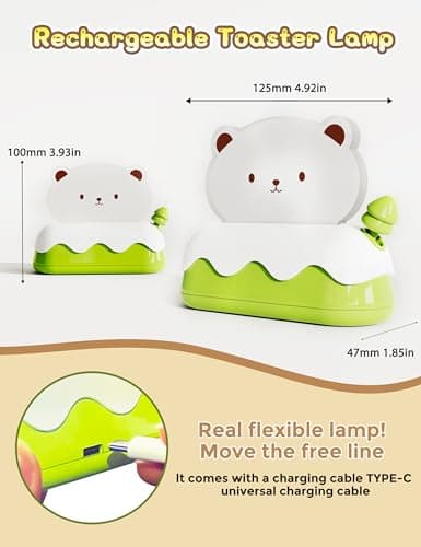 LOHAS Cute Night Light for Kids, Kawaii Bear Lamp, USB Rechargeable, Color Changing RGB, Decor for Bedroom, Nursery, Livingroom - Thumbnail 6