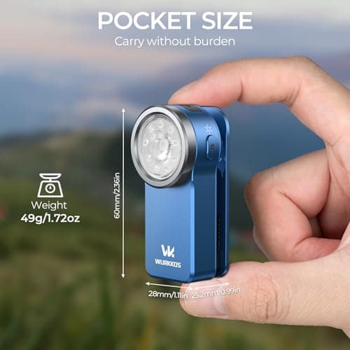 Wurkkos HD03 EDC Flashlight Rechargeable Clip-on Light, 680Lumens Mini Pocket Flashlight with RGB, Magnetic Small Flat Flashlight for Camping, Repairing, Signaling, Cycling (Blue) - Thumbnail 5