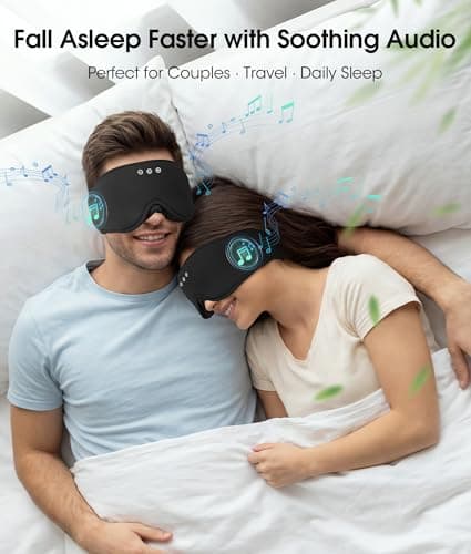 MUSICOZY Bluetooth Sleep Headphones, Wireless Sleep Mask with Bluetooth 5.4, Ultra-Thin Stereo Speakers, 14H Playtime, Comfortable Eye Mask for Side Sleepers, Travel & Relaxation Gifts for Men Women - Thumbnail 2