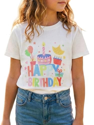 Birthday Girl Shirt for Girls Cute Graphic Tee Short Sleeve Casual Top for Kids Age 5-14 Birthday Party Outfit