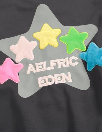 Aelfric Eden Star Hoodie Y2K Graphic Hoodies for Men Women Oversized Pullover Streetwear Hooded Sweatshirt Black X-Large - Thumbnail 5