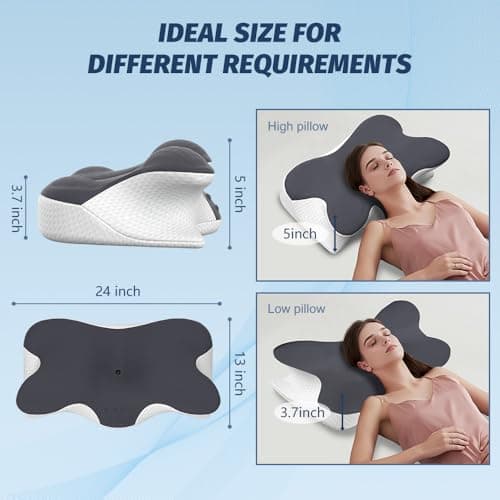 Jpoht Cervical Neck Pillow for Neck Pain Relief, Ergonomic Neck Pillow for Sleeping,Contour Memory Foam Side Sleeper Pillow for Shoulder Pain with Breathable Pillowcase - Thumbnail 3