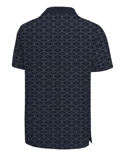 KUYIGO Mens Golf Polo Shirts Dry Fit Performance Moisture Wicking Casual Print Collared Shirts M Dark Blue - Thumbnail 4