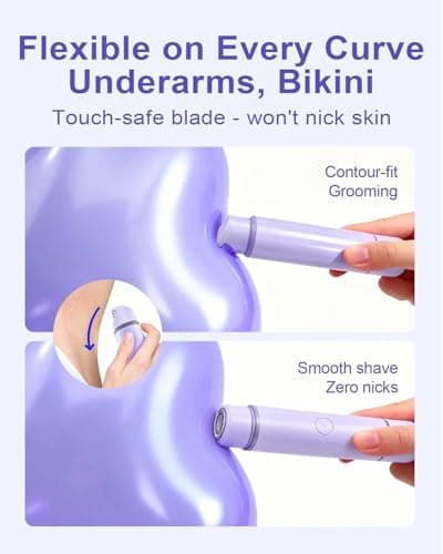 Unimiko 2-in-1 Bikini Trimmer for Women – Electric Shaver for Women, Womens Electric Razor & Trimmer for Sensitive Skin, Adjustable Comb, 100% Waterproof, Portable, USB Charge, Painless (Purple) - Thumbnail 3