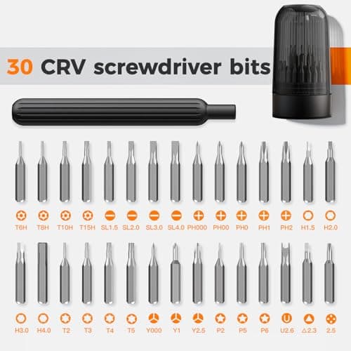 VMYTH 31 in 1 Precision Torx Screwdriver Set, Magnetic S2 Steel Bits with Portable Cylindrical Case. Mini & Small Screwdriver Set for Electronics, Laptop, iPhone, PS5, Switch (Black) (Black) - Thumbnail 6