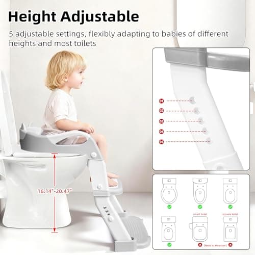 BBfancy Potty Chair, potty training toilet seat with step stool ladder for Kids and Toddler Boys Girls - Kids Potty Training Soft Padded Seat (Grey+White) - Thumbnail 6