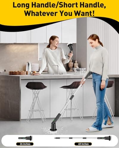 Shower Scrubber with Long Handle, Shower Cleaner Brush with 8 Brush Heads, Cordless Electric Spin Scrubber for Cleaning with 2 Speed, Cleaning Supplies for Bathroom Bathtub Kitchen Floor Tile Toilet - Thumbnail 6