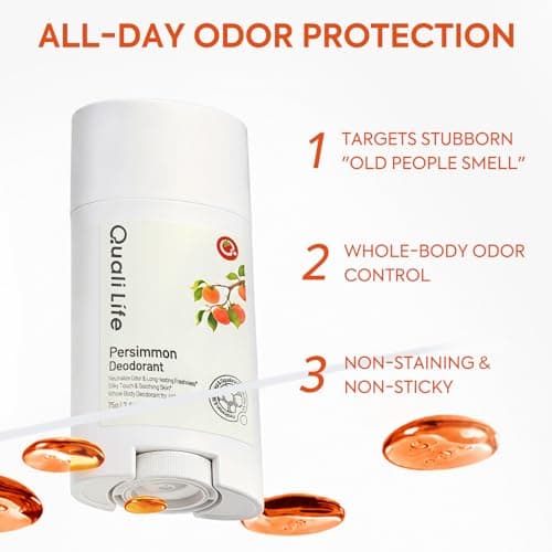 Aluminum-Free Persimmon Deodorant – Long-Lasting Odor Control for Nonenal & Body Odor, Non-Staining & Non-Sticky for Women and Men, Clean Tangerine Scent, 2.6 oz - Thumbnail 5