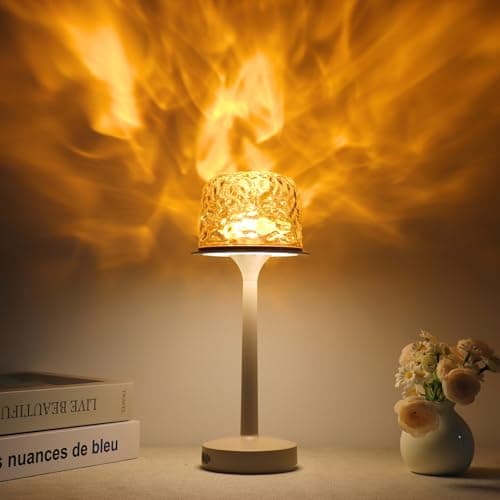 Waterproof Shower Light with Ocean Wave Projector - Rechargeable, Cordless Bathroom Lamp with 16 Colors, Remote & Touch Control, Dimmable LED for Shower, Bathtub, and Bedroom Relaxation (Khaki) - Thumbnail 2