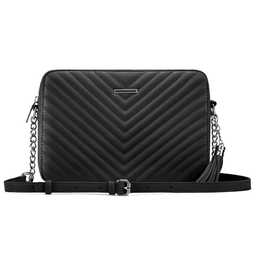 Goinsound Crossbody Purses for Women Designer Crossbody bags Small Shoulder Bags with Chain Strap Quilted Purses Black