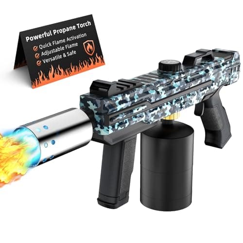 Powerful Propane Torch Gun, Kitchen cooking Torch lighter with Adjustable Flame, Flame Thrower Gun Butane Torch for Searing Steak, BBQ, Campfire, Fireplace (Tank Not Included)(Camouflage)