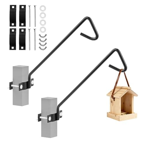 2 Packs 11 Inch Fence Deck Hook Rail Hanging Mounting Kit Heavy Duty Bird Feeder Hook Decorative Hanger for Bird Feeders Planters Suet Baskets Lanterns on Balcony Porch Railing Fence - Image 1