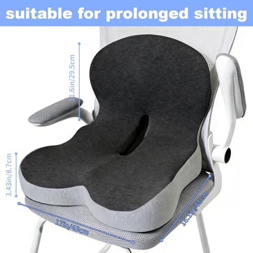 kowptyy Trucker seat Cushions for Long Sitting, Office Chair Seat Cushions for Office Chair with L-Shaped Ergonomic Design, Memory Foam Chair Cushion for Long Sitting Office Worker(Black Gray) - Thumbnail 3