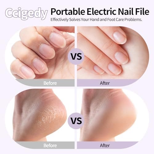 Ccigedy Electric Nail Drill, Professional Cordless Nail File Sander with LCD & Lamp, Rechargeable Toenail Grinder for Women, Manicure Pedicure Kit for Thick Toenails Acrylic Gel Dip Powder Nails - Thumbnail 2