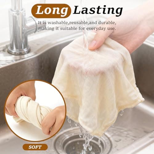 16PCS Reusable Cheese Cloths, Organic Cotton Cheese Cloths 20x20 inches, Suitable For Filtering, With Edges, Cheese-Making, Juicing, Baking and Turkey Cooking. - Thumbnail 4