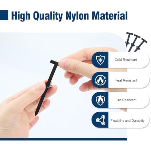 200 PCS Nylon Universal Cable Tie Buckle, Multi-Functional Black Zip Ties with Pin & Button, Snap-Fit Nylon Fastening Clip for Car Repairs,Home,Garden,Workshop - Thumbnail 4
