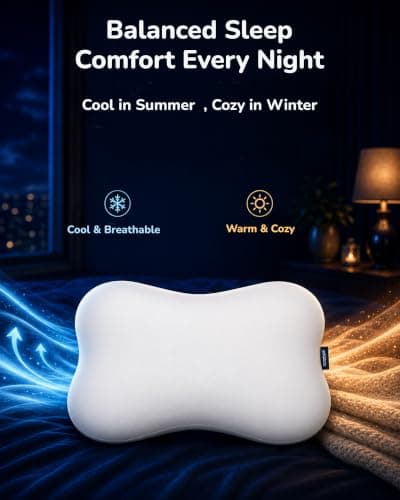 COMFYPIL Cervical Pillow for Neck Pain Relief, Ergonomic Contour Memory Foam Pillow for Side Back Stomach Sleepers, Deep Sleep Pillow for Cloud-Soft Shoulder Support with Cooling Pillowcase, White - Thumbnail 5