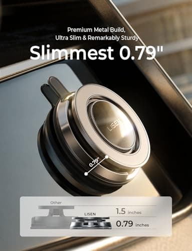 LISEN Suction Phone Mount for Vacuum [All-Metal & Nano Gel 98+LBS Suction] 360 Adjustable Vacuum Magnetic Phone Holder for Car, for Magsafe Car Mount for iPhone 17 Pro Max 16 15 14 13 12 &Dash Covers - Thumbnail 3